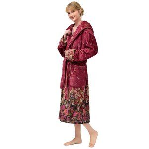 Johnny Was Karie Cozy Robe Floral Sleep Wear Home Lounge Flowers Winter Red NEW